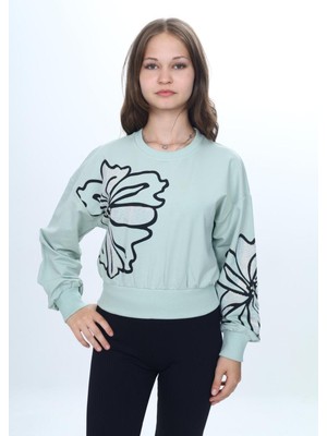 Asortix Kız Çocuk Oversize Kesim Iki Iplik Pamuklu Penye Likralı Kumaş Bel Lastikli SWEATSHIRT-SWT-0002