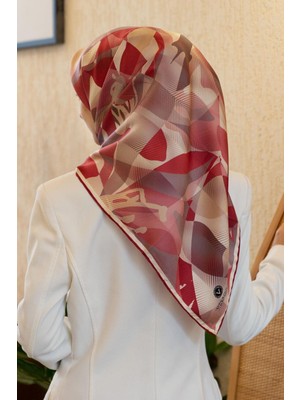Vissona %100 Twill Ipek Çiçek Desenli Bordo Renkli 90X90 Eşarp Dikim Şekli : El Dikişi