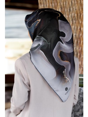 Vissona %100 Twill Ipek Batik Desenli Zümrüt Yeşili - Mint Yeşili Renkli 90X90 Eşarp Dikim Şekli : El Dikişi