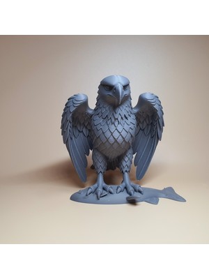 TSC 15CM Gri Kartal Kanat Detaylı Biblo I Premium Heykel – Minimalist Şık Tasarım Ev Dekoru