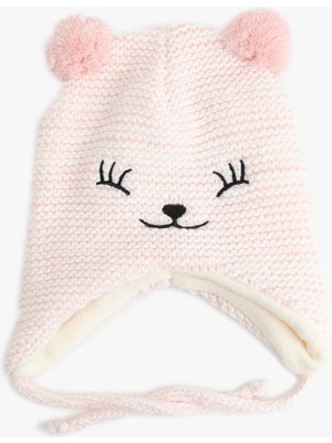 Koton Ponponlu Nakış Detaylı Kedi Figürlü Örgü Bere