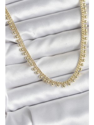 Callerrons Accessories Pirinç Gold Renk Sıralı Topçuk Model Kadın Kolye - EBJ251201W38538