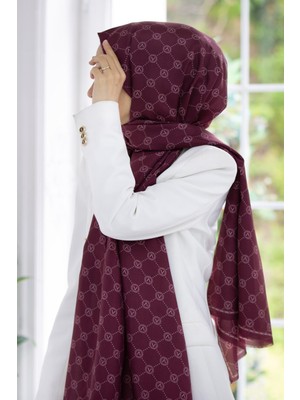 Vissona % 100 Ipek V Logo Desenli Şarabi  Renkli 90X210 Şal