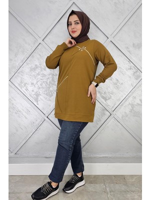 Pys Giyim Kadın Düğme ve Taş Aksesuarlı Tesettür Tunik