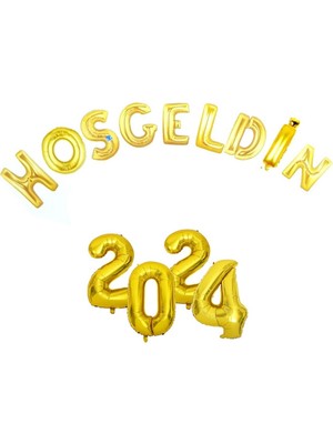 Empressco 2024 Yılbaşı Süsleme Folo Balonlar, 40 Cm, Beyaz, Kutlama ve Dekorasyon Için Harika Seçim