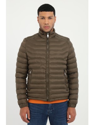 Dufy Erkek Slim Fit Dik Yaka Haki Mont