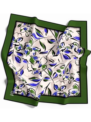 Violla Rayon Bordürlü Çiçek Desenli Zümrüt Yeşili Renkli 90X90 Dikim Şekli : El Dikişi Eşarp (Ipek Içermez)