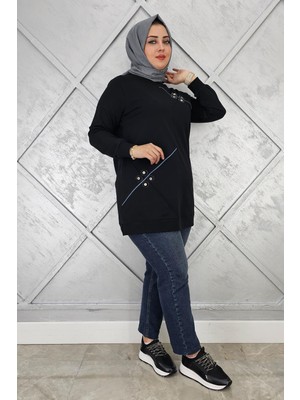 Pys Giyim Kadın Düğme ve Taş Aksesuarlı Tesettür Tunik