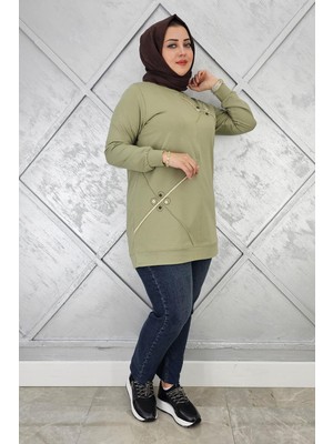 Pys Giyim Kadın Düğme ve Taş Aksesuarlı Tesettür Tunik