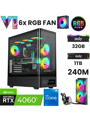 İzoly NextGen R5-B i5 13400F 32GB DDR5 1TB M.2 NVMe RTX 4060Ti 8GB 240mm Sıvı Soğutma Oyuncu Oem Seti
