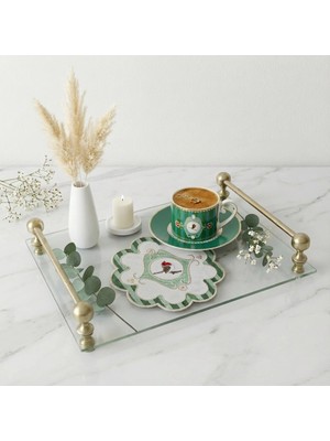 AGBTREND 2 Adet Yeşil Pip Studio Uyumlu Nakışlı Kuş Detaylı Kokteyl Sunum Peçetesi