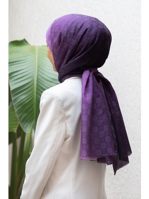 Vissona %57 Ipek %43 Pamuk Degrade Desenli Leylak Renkli Şal -  70X190 Dikiş Tipi Italyan Dikişli