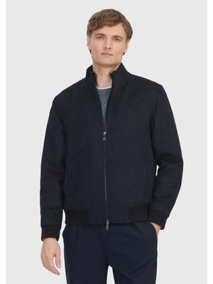 Ramsey Siyah Regular Fit Dik Yaka Casual Dokuma Mont