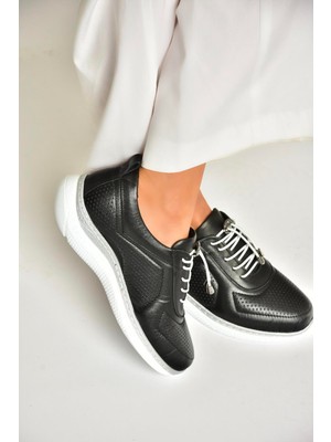 Fox Shoes U540102603 Siyah/beyaz Hakiki Deri Spor Ayakkabı Sneakers