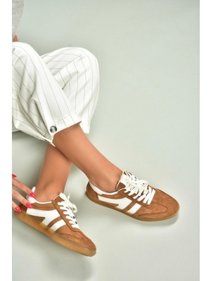 Fox Shoes U652861402 Taba Süet Kadın Spor Ayakkabı Sneakers