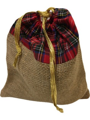 Empressco Ekoseli Yılbaşı Hediye Paketi Torbası 23×26 Cm, Şık ve Kullanışlı Kırmızı Hediye Torbası