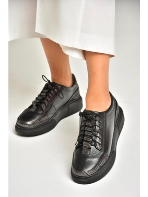 Fox Shoes U540702103 Siyah Hakiki Deri Spor Ayakkabı Sneakers