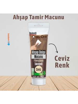 Badem10 Ahşap Parke Tamir Macunu Ceviz Renk Mobilya Masa Dolgu Çatlak Çizik Giderici 125 ml Kullanım Hazır