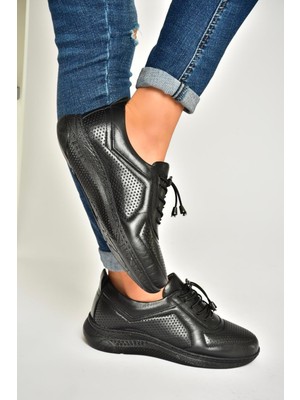 Fox Shoes U540102603 Siyah/siyah Hakiki Deri Spor Ayakkabı Sneakers