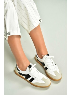 Fox Shoes U652861409 Beyaz/siyah Kadın Spor Ayakkabı Sneakers