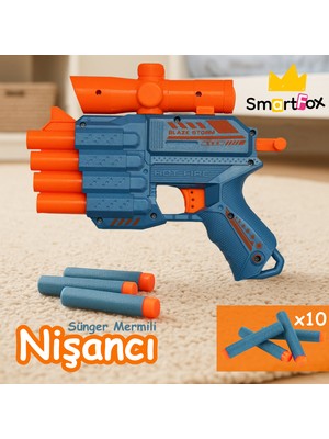 Smartfox Nişancı Dart Atan 4 Ağızlı Sünger Mermili Oyuncak Silah 21 cm