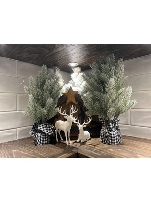 Empressco Beyaz Minimalist Noel Geyiği Dekoratif Figür Seti, Şık ve Sade Ev Süsü.