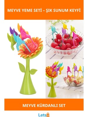 Letsii Renkli Kuş Figürlü Meyve Kürdanı Seti