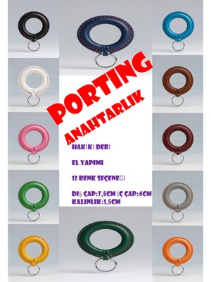 Zyla Porting Anahtarlık Hakiki Deri - El Yapımı - 12 Renk Seçeneği -Dış Çap:7,5cm Iç Çap:4cm Kalınlık:1,5cm