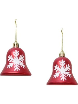 Empressco Kırmızı Beyaz Çanlı Yılbaşı Ağacı Süsü, 5,5x7 Cm, 2'li Paket