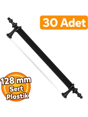 Badem10 (Sert Plastik) 30 Adet Polavit 128 mm Siyah Mobilya Mutfak Çekmece Dolabı Dolap Kulbu Kulpu Kulpları