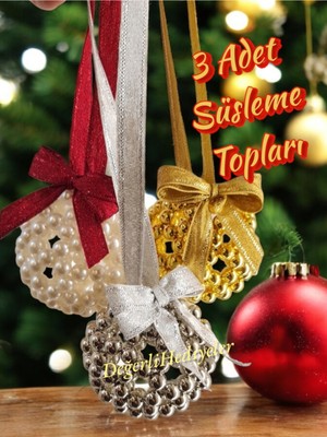 Empressco Kırmızı 3'lü Yılbaşı Topu, Şık Süsler, Her Türlü Kutlama ve Organizasyona Uygun