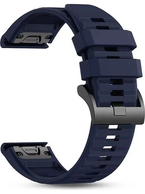 Caseonn Garmin Fenix 8 - 51 Mm, Amoled Quick Fit Uyumlu Yedek Silikon Kordon Lacivert
