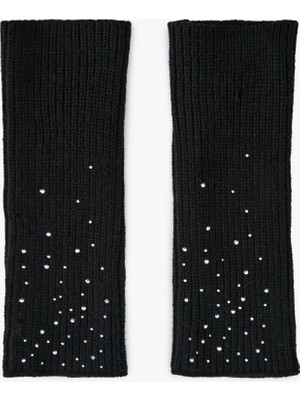 Koton Viskon Karışımlı Taş Detaylı Kesik Parmaklı Eldiven