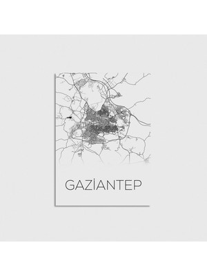 Domirus Gaziantep Harita Çerçevesiz Poster Duvar Dekorasyonu