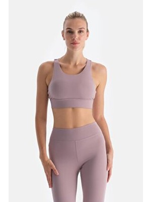 Dagi Kadın Gül Kurusu Sporcu Sütyeni Sırt Tül Detaylı Rahat Kesim %80 Polyester %20 Elastan