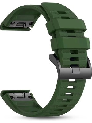 Caseonn Garmin Instinct 3 - 50 mm Amoled Quick Fit Uyumlu Yedek Silikon Kordon Koyu Yeşil