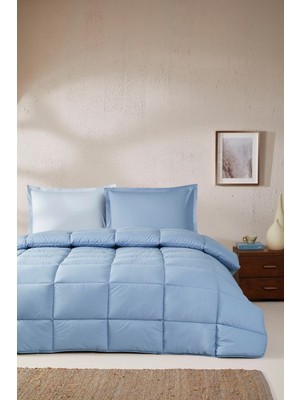 Özdilek %100 Pamuk (Çarşafı Lastikli) Çift Kişilik Yatak Seti-Colourist Buz Mavi Marina