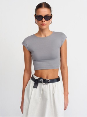 Dilvin 30528 Pamuk ve Modal Karışımlı Crop Top
