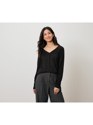 Tchibo Kadın Bluz, Simli Iplik, Siyah