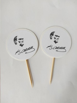 Empressco Renkli 30 Adet Atatürk Temalı Pasta Kürdanı 6,5 cm - 10 Kasım