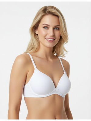 Bonbon Kadın Balensiz Pamuklu Beyaz Renk Soft Bra Sütyen BB2102