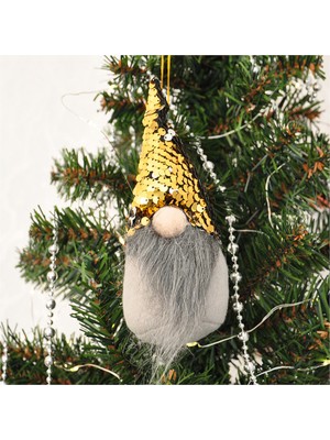 Empressco Gold Pullu Peluş Noel Baba Cüce, 18 Cm, Şık ve Sevimli Yılbaşı Süsü