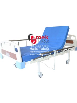 Emek Sağlık Abs Başlıklı 2 Motorlu Elektrikli Hasta Karyolası  Seti – Korkuluklu + Yatak + Serum Askısı