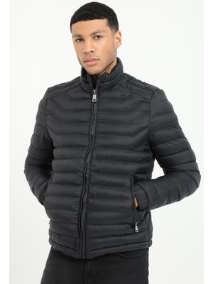 Dufy Siyah Kapitone Slim Fit Erkek Mont