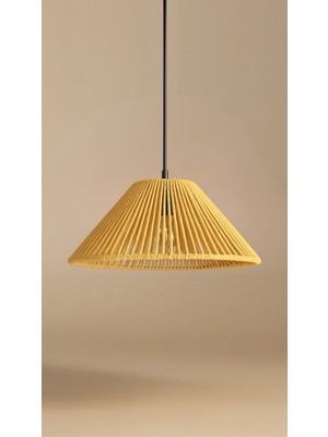 Bohem Sanatım El Yapımı Hardal Makrome Avize - Bohem Salon,yatak Odası, Çocuk Odası Avize (40 Cm)