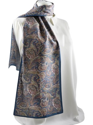 I31 Modabutik Şal Desenli Mavi Fular