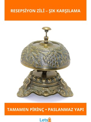 Letsii Antik Tasarımlı Pirinç Resepsiyon Zili