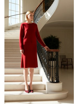 Kadın Alt Üst Triko Kazak Etek Ikili Takım Rahat Kesim Günlük Şıklık Kombinleri Tamamlayıcısı Spor