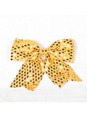 Empressco Parlak Fiyonk Yılbaşı Süsü, 20X20 Cm, Dore, Işıltılı Dekorasyon Parçası