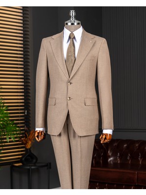 Italyan Stil Slim Fit Mono Yaka Ceket Pantolon Takım Elbise Vizon T14763